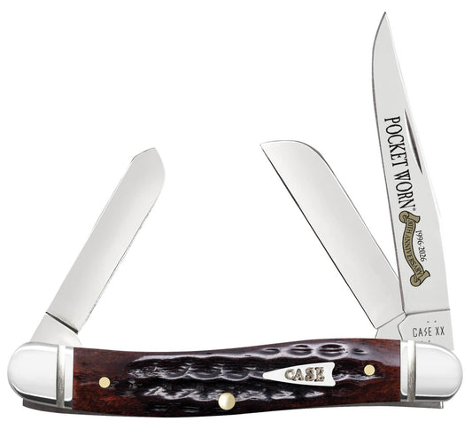 CASE 55232 POCKET WORN MAHOGANY BONE MED STOCKMAN