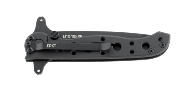 CRKT M16-10KSFC Special Forces Folding Knife, 2.94" Black Tanto Blade with Triple Point Serrations, Black Stainless Steel Handle
