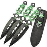 Airborne Biohazard Zombie Throwing Knife Set Black W HiVis Green Trim EW-3728