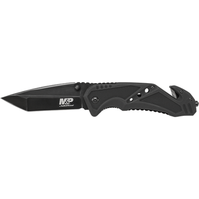 M&P Clip Folder, Liner Lock, Black Blade and Black Handle, Strap Cutter, Ceramic Glass Breaker