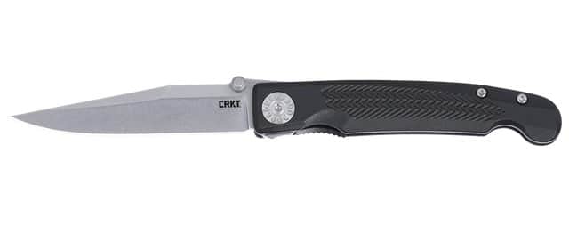 CRKT Fidus Folding Knife, 3.25" Stonewashed 12C27 Clip Point Blade, Black GRN Handle