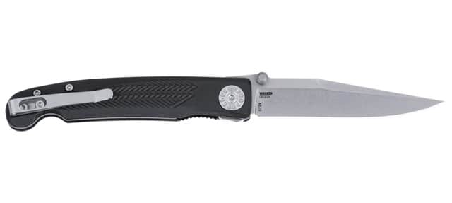 CRKT Fidus Folding Knife, 3.25" Stonewashed 12C27 Clip Point Blade, Black GRN Handle