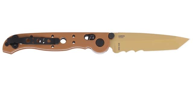 CRKT M16-10XD Crossbar Lock Folding Knife, 3.03" Desert Tan Tanto Blade, Tan GRN Handle