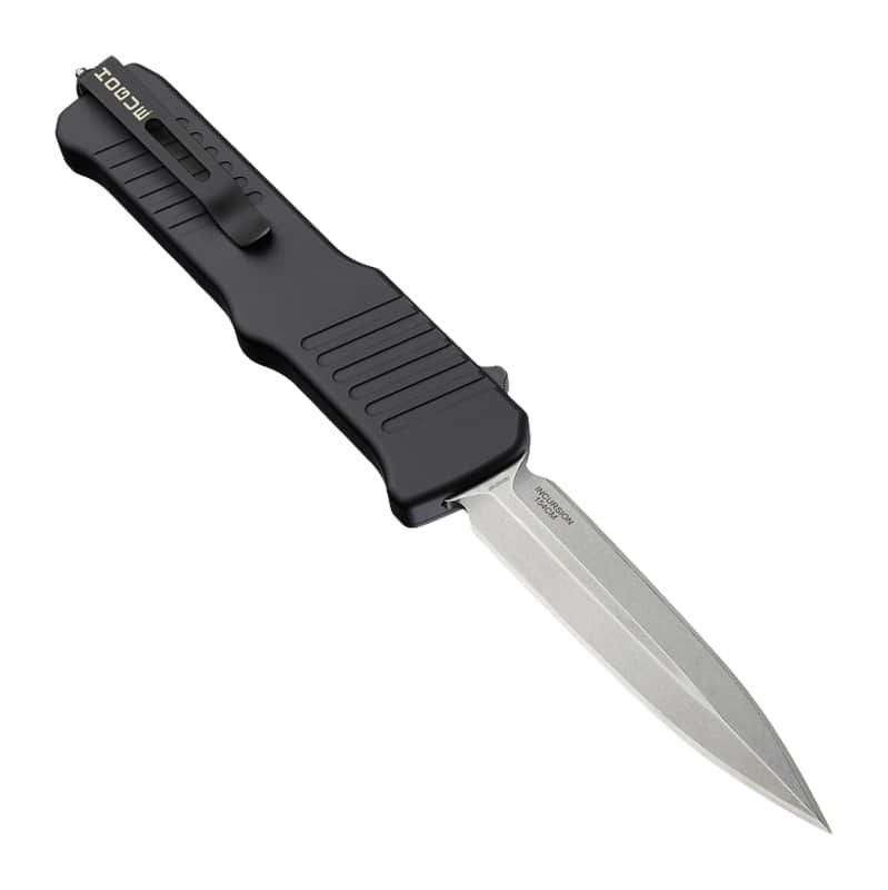 Hogue Incursion OTF Automatic Knife, 3.9" Black Double-Edge Blade, Black Aluminum Handle 54060