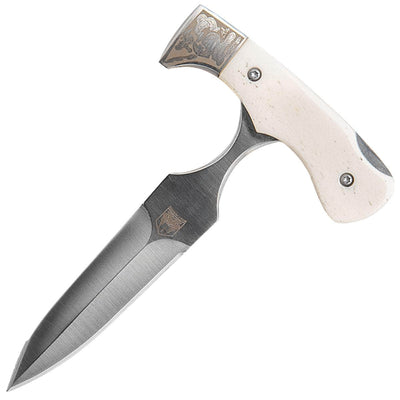 CobraTec Folding Push Dagger, 6" 440C Blade, White Bone Handle - FWPD