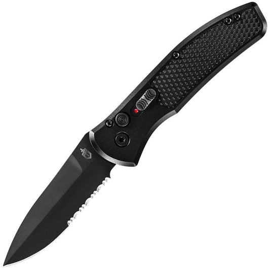 Gerber Empower Auto, 3.25" Serrated Black S30V Blade, Black Armored Grip Handle - 30-001636