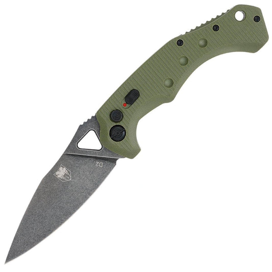 CobraTec OD Green Ryker, 3.75" Auto D2 Blade, G10 Handle - ODGAFRYK