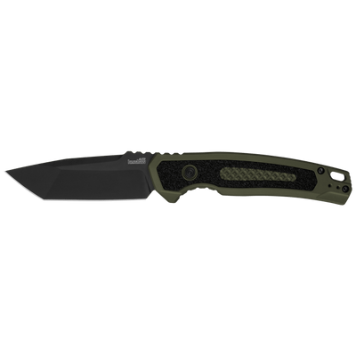 Kershaw Launch 16 AUTO Folding Knife 3.45" CPM-M4 Black Cerakote Tanto Plain Blade, Olive Aluminum Handles 7105OLBLK