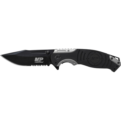 Liner Lock, 8Cr13MoV Drop Point Blade, Thumb Knobs, Index Flipper, Black/Grey Handle