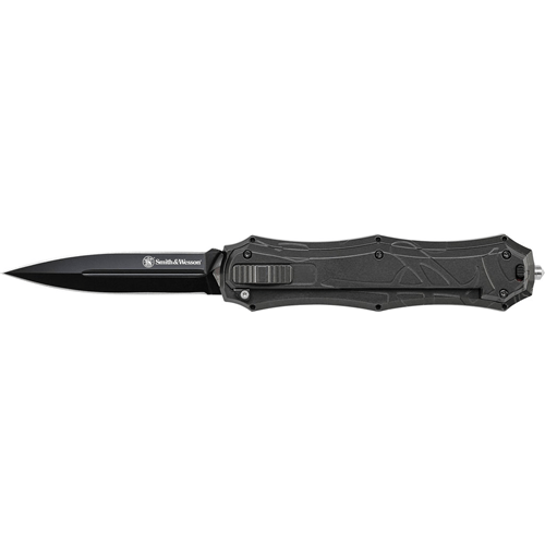 Smith & Wesson OTF Assist, Finger Actuator, Black Spear Point Blade AUS-8 Steel.