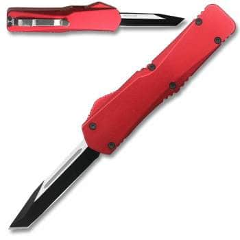 Red California-Legal Double-Action OTF Knife – Tanto Blade – T944-RD