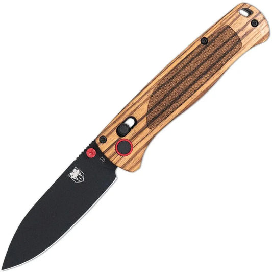 CobraTec Zebrawood Bar Lock Folding Knife – 3" Black D2 Blade, Zebrawood & Aluminum