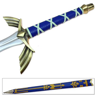 Legend of Zelda Master Sword, 30.5" Unsharpened Blade, Wood Handle, Scabbard