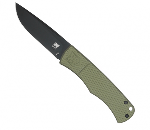 CobraTec Vorpal CTVORPALODG Hidden Release Knife – 3" D2 Drop Point, OD Green Aluminum
