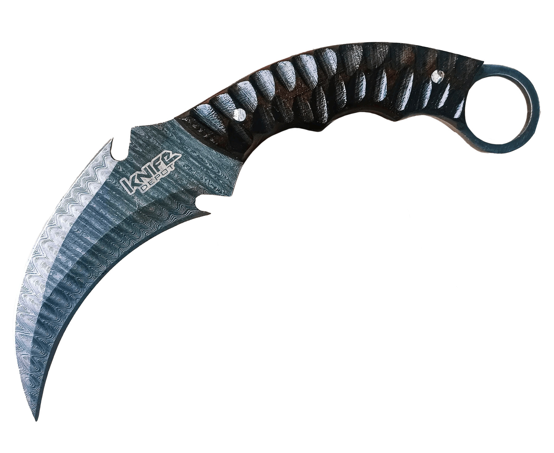 Custom Damascus Steel Tactical Karambit Knife with Rosewood Handle