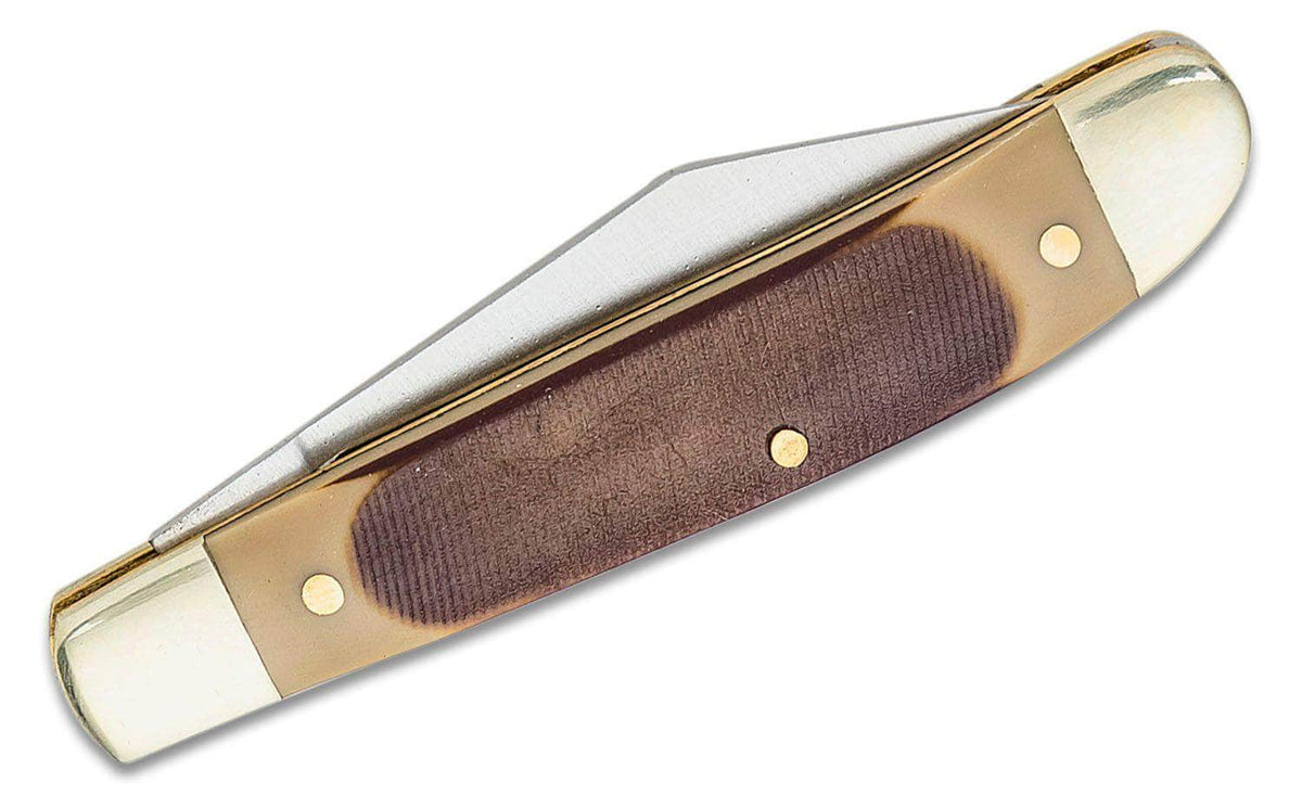 Schrade 12OT Old Timer Pal Pocket Knife 2.75" Closed, Brown Sawcut Delrin Handles with Nickel Bolsters, Slipjoint (non-locking)