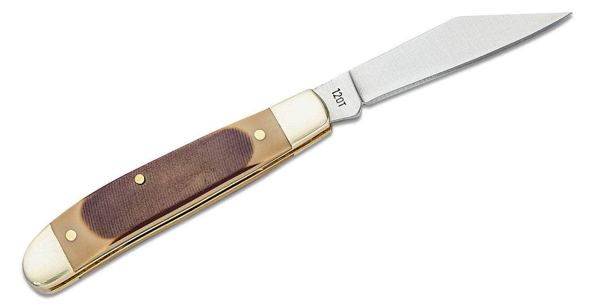Schrade 12OT Old Timer Pal Pocket Knife 2.75" Closed, Brown Sawcut Delrin Handles with Nickel Bolsters, Slipjoint (non-locking)