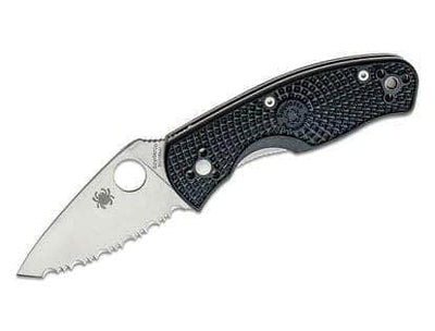 Discontinued Persistence Lightweight Folding Knife with Satin Serrated Blade and Black FRN Handles C136SBK