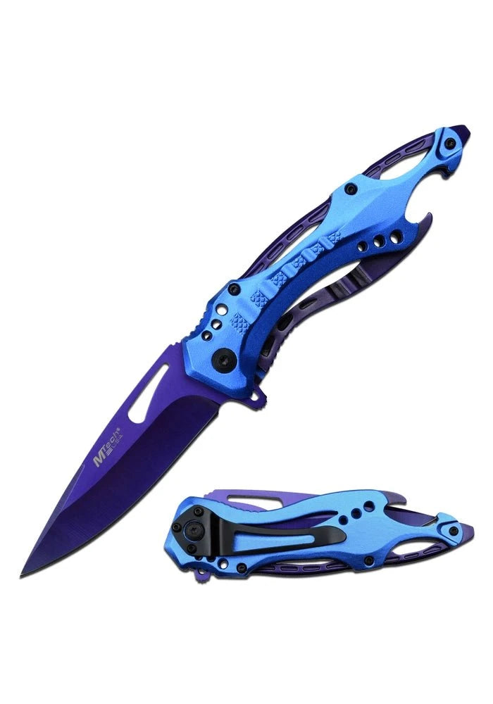 MTech USA Assisted Folder, 3.5" Purple Blade, Aluminum Handle - MT-A705PBL