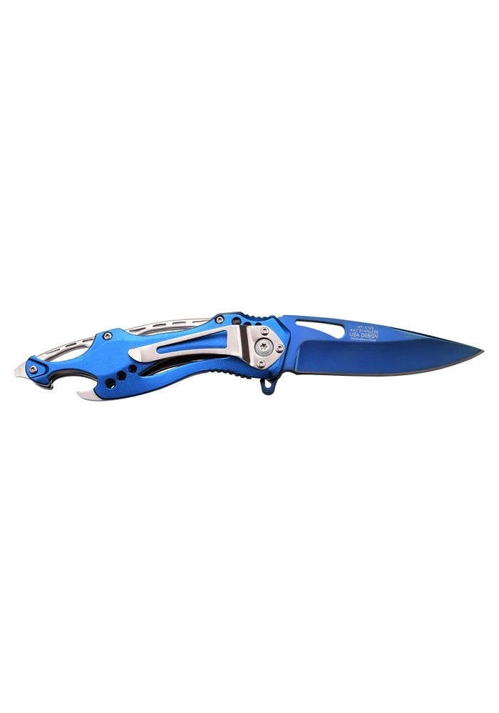 MTech Spring Assisted Knife, 3.5" Blue Blade, Aluminum Handle - MT-A705SBL