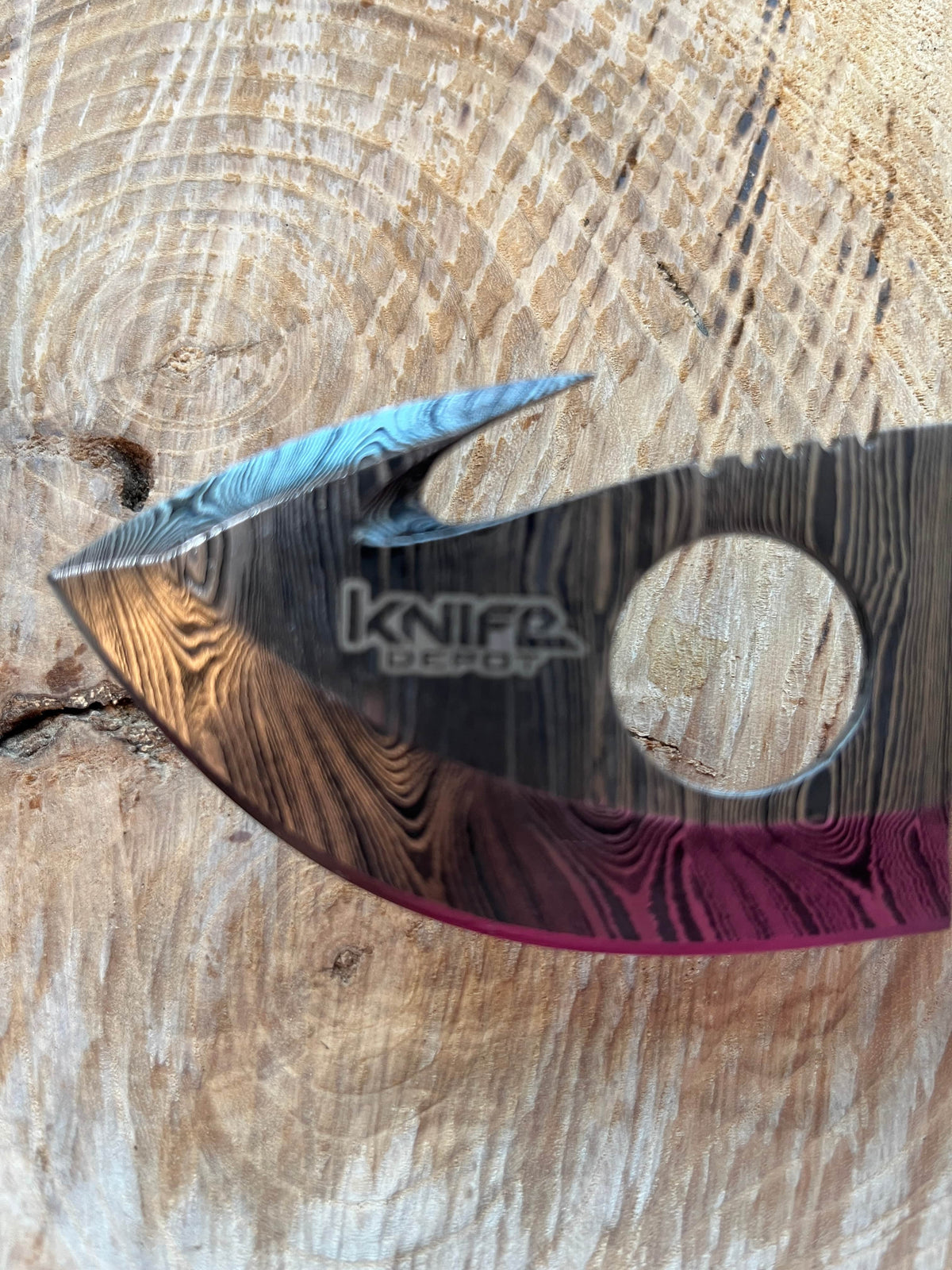 Handmade Damascus Gut Hook Hunting Knife, 3.5" Blade, Wood Handle, Sheath