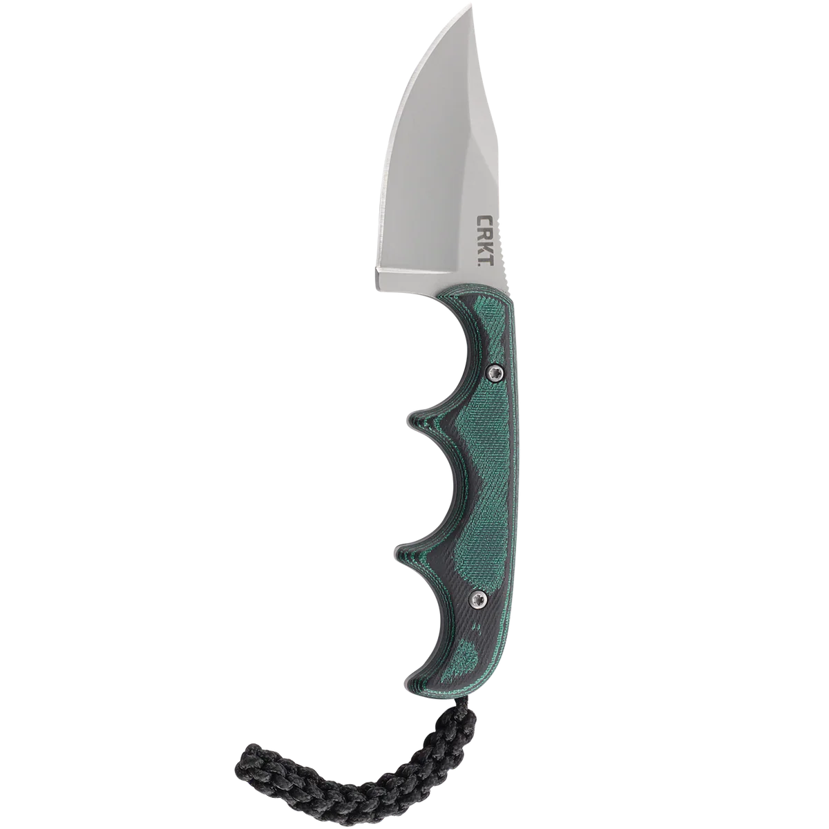 Columbia River CRKT 2387 Folts Minimalist Fixed Blade Neck Knife 2.13" Bead Blasted Bowie, Green Micarta Handles, Thermoplastic Sheath