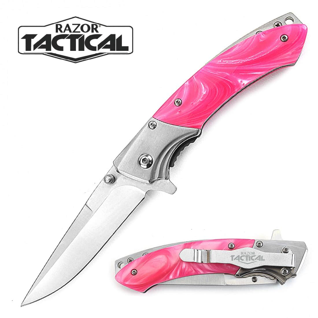 Pink Pearl Razor Tactical Blade With Emergency Glass Breaker RT-7087PK