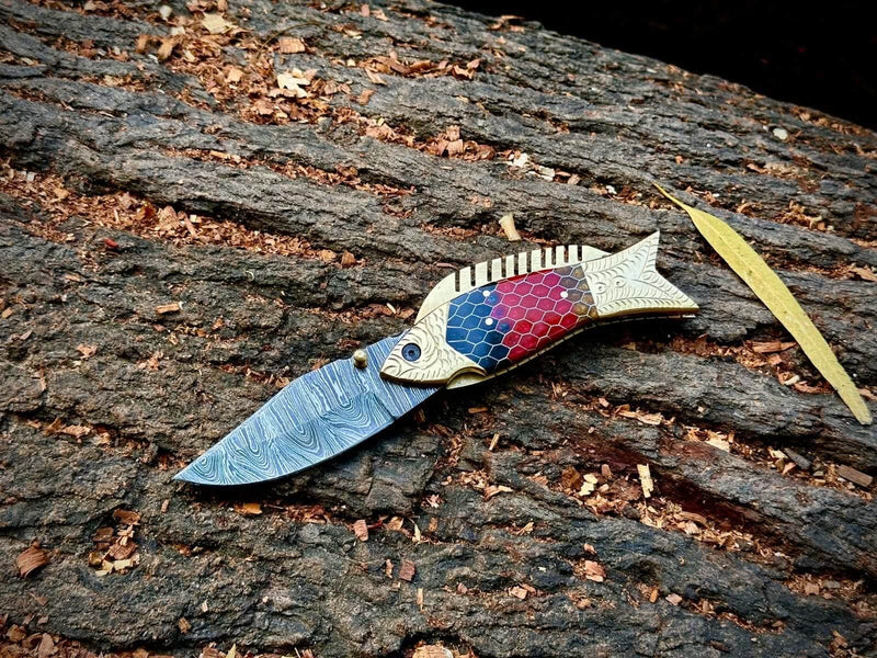 Damascus Koi Folding Knife – Art Meets EDC Performance
