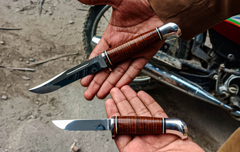 Piggyback Fixed Blade Knife Set – Dual Hunting & Utility Knives w/ Leather Sheath