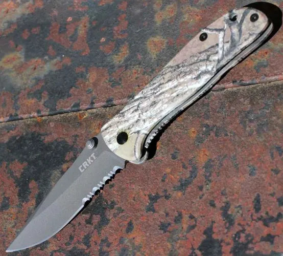 CRKT real tree  Drifter 6460rt  Knife 8Cr13MoV Stainless Steel Blade camouflage Handle