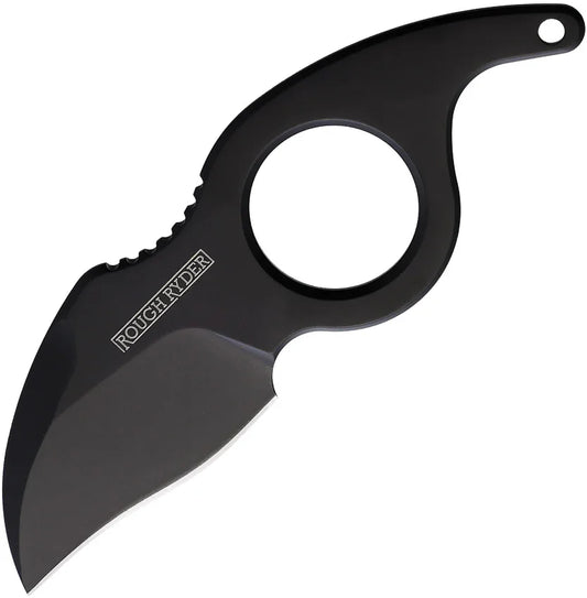 ROUGH RYDER CARDINAL BLACK STAINLESS FIXED BLADE NECK KNIFE W/ KYDEX SHEATH 2396