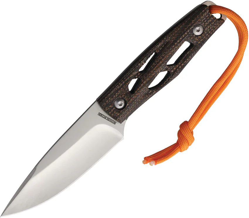 ROUGH RYDER BROWN LINEN MICARTA STAINLESS STEEL FIXED BLADE KNIFE 2601