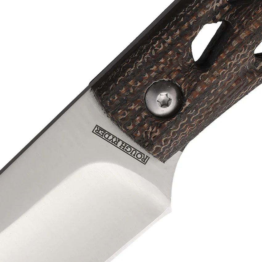 ROUGH RYDER BROWN LINEN MICARTA STAINLESS STEEL FIXED BLADE KNIFE 2601