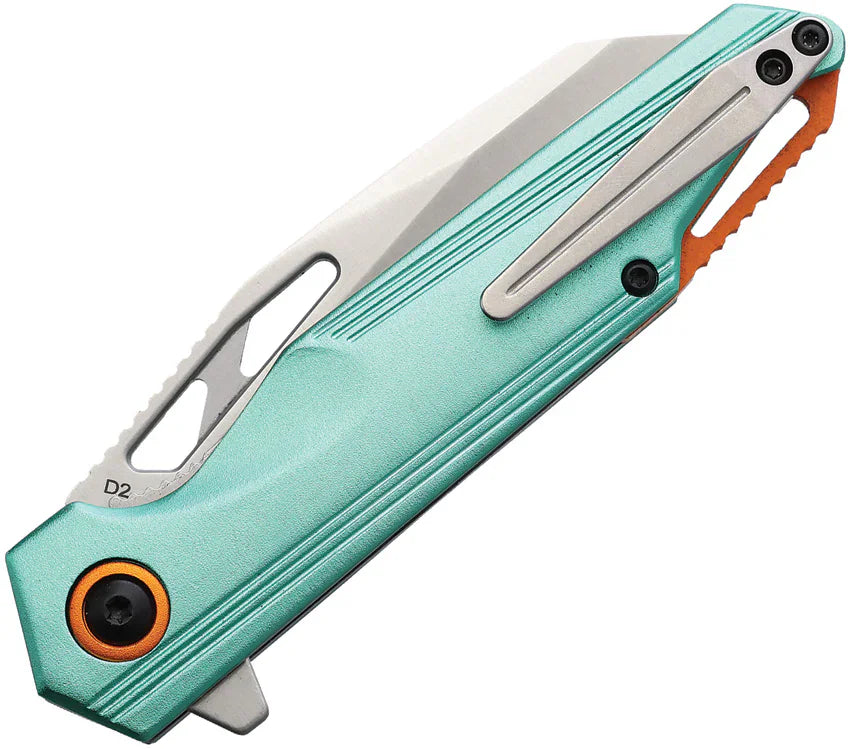 ROUGH RIDER MIAMI FAST LINERLOCK TEAL ALUMINUM FOLDING D2 STEEL POCKET KNIFE 2639