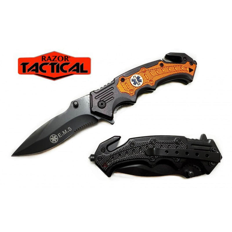 Razor Tactical EMS Spring Assist Pocket Knife w/ Metal Handle