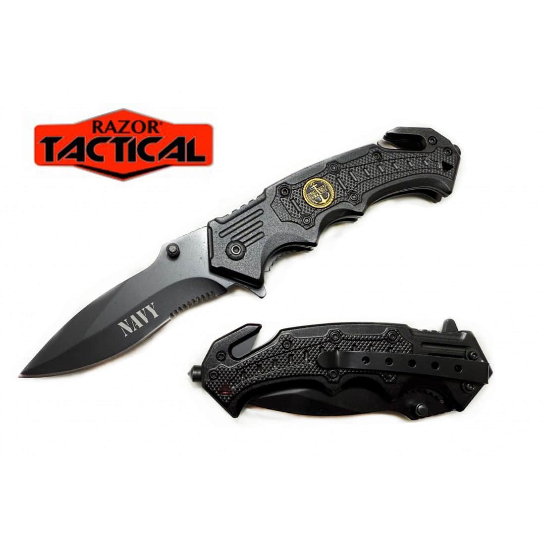 Razor Tactical NAVY Spring Assist Pocket Knife w/ Metal Handle
