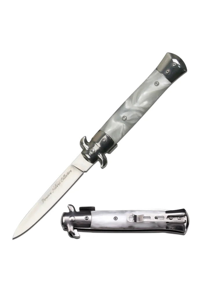 TAC-FORCE - SPRING ASSISTED Stiletto Style White Pearl KNIFE - TF-575WP