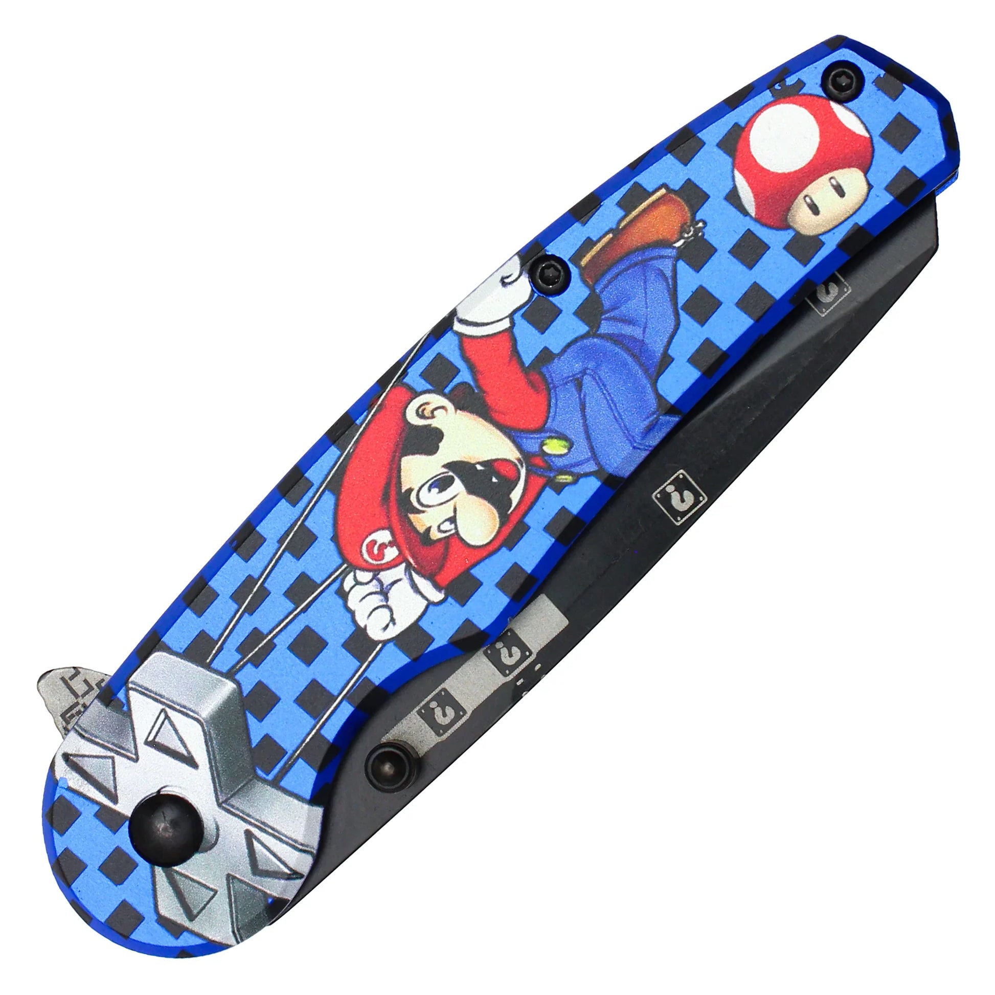 Super Mario Bros - 8" Blue Mario D-Pad | Spring Assisted Pocket Knife