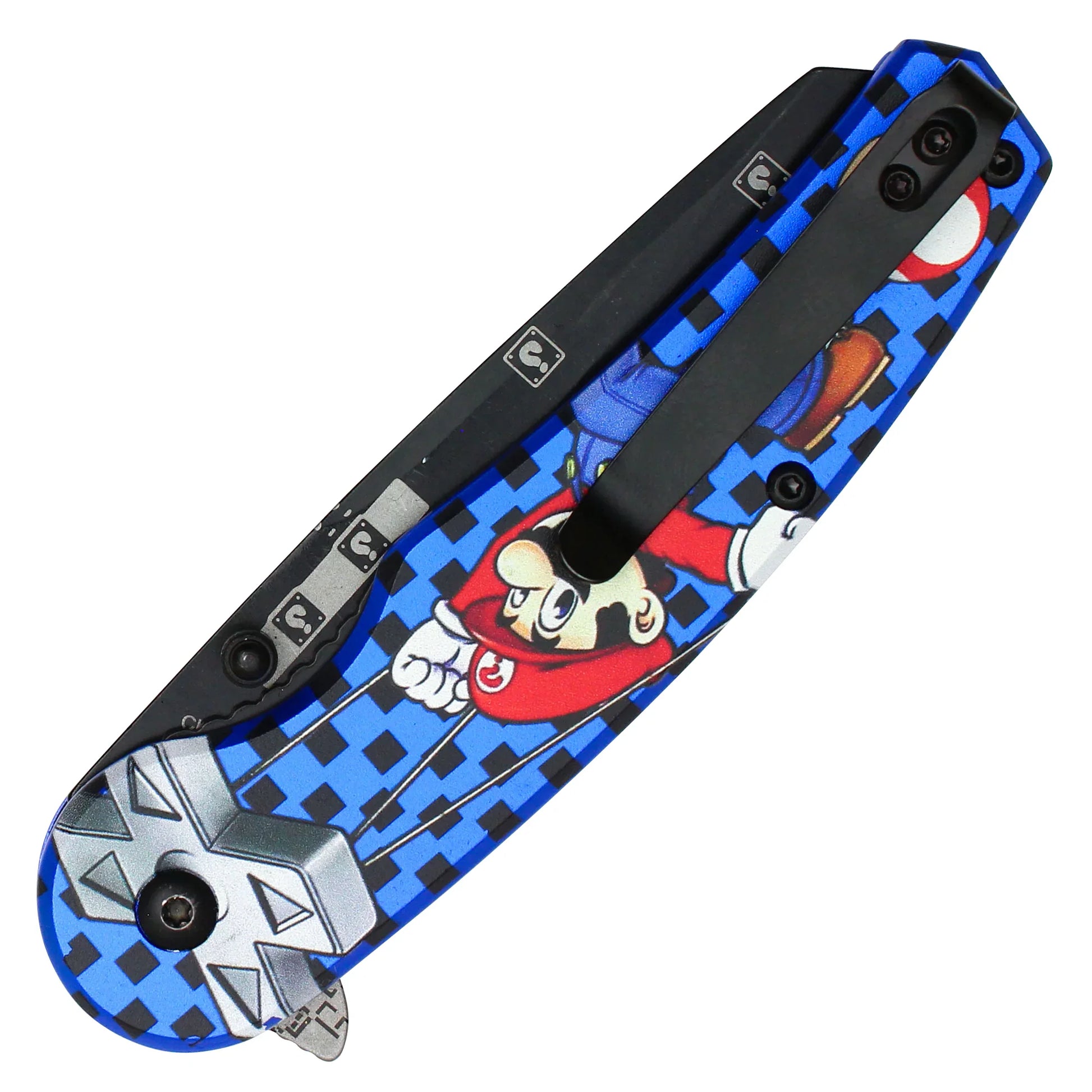 Super Mario Bros - 8" Blue Mario D-Pad | Spring Assisted Pocket Knife