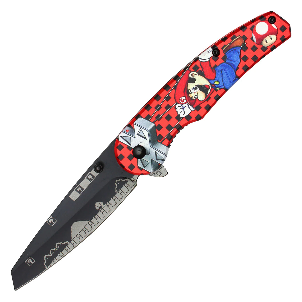 Super Mario Bros - 8" Red Mario D-Pad | Spring Assisted Pocket Knife