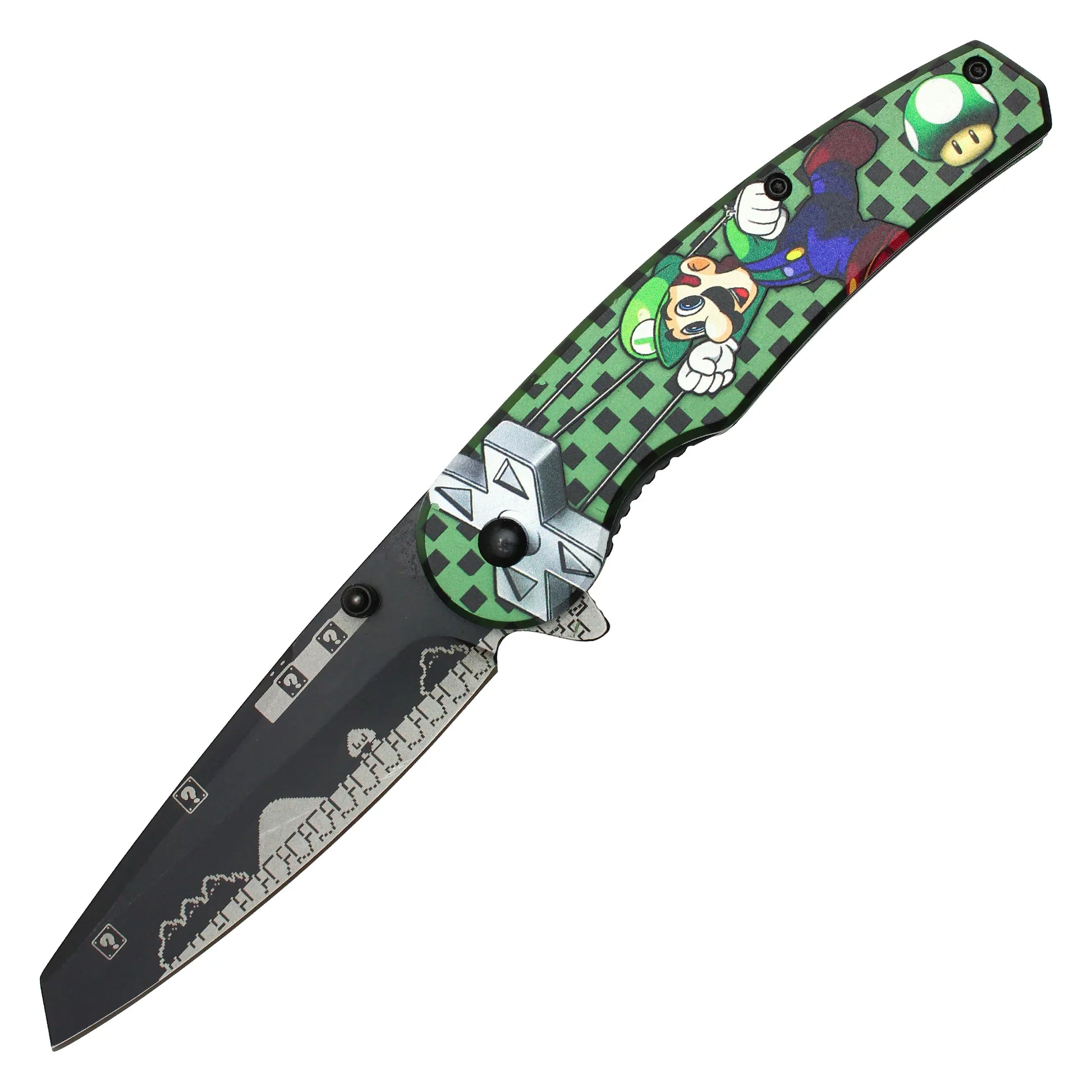 Super Mario Bros - 8" Green Luigi D-Pad | Spring Assisted Pocket Knife