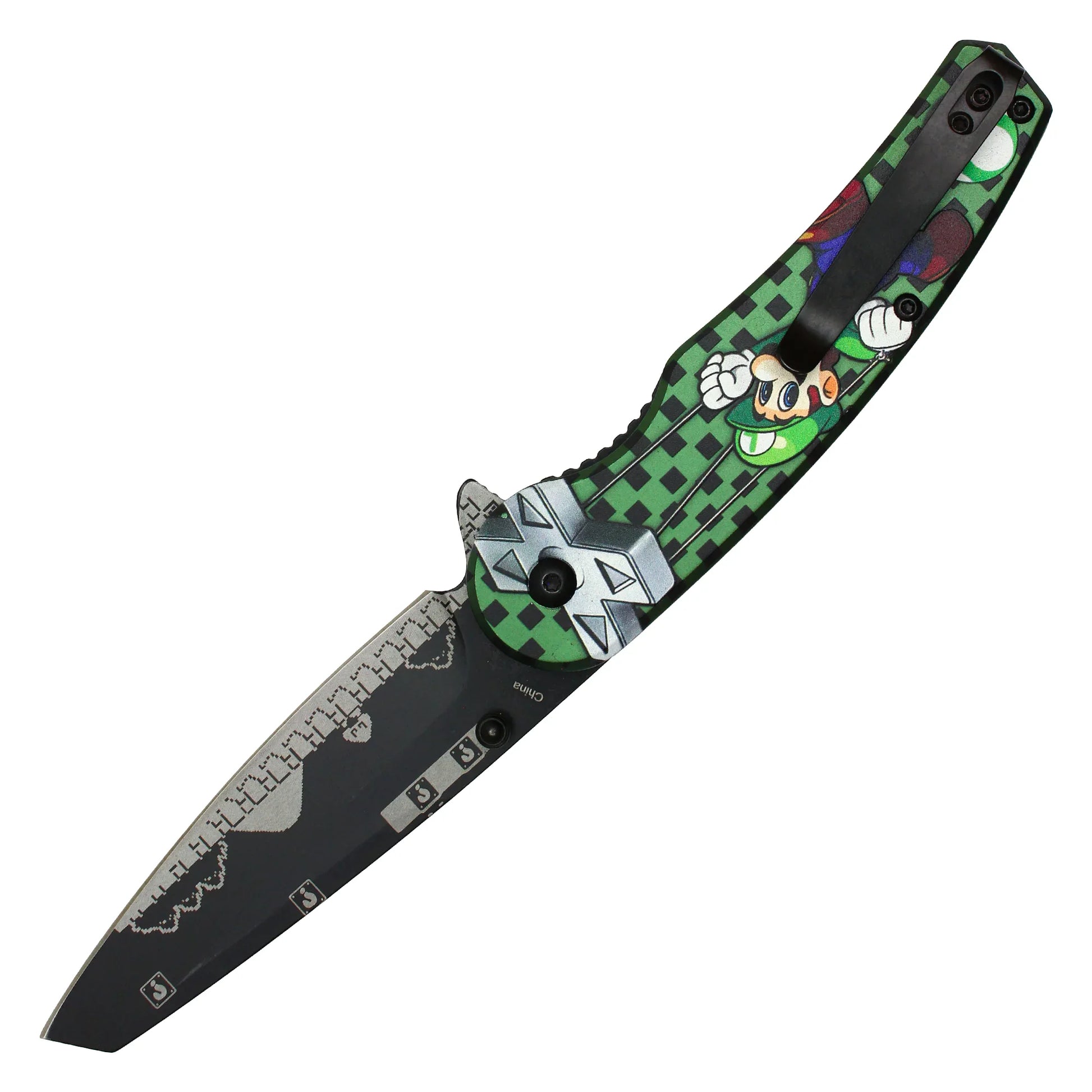 Super Mario Bros - 8" Green Luigi D-Pad | Spring Assisted Pocket Knife