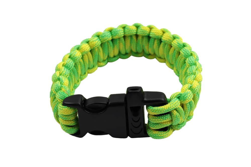 10" Paracord Bracelet / Emergency Whistle - Luminous Green 10 Feet Cord