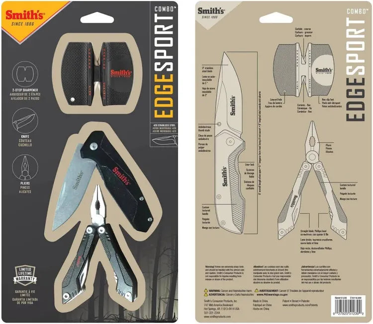 Smith’s Sharpeners EdgeSport Combo Folding Knife & Sharpener – 3” Stainless Blade – Model 51231