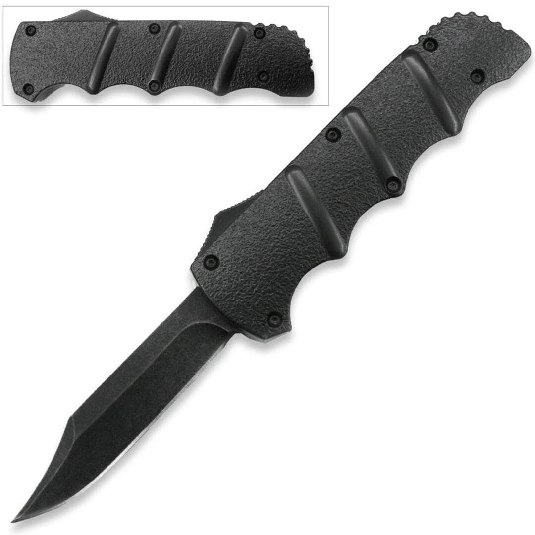 Kalashnikov-Style OTF Automatic Knife – Black Drop Point