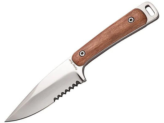 Engraved Parker River Captain, 3.75" Serrated Blade, Light Rosewood Handle, Sheath PR-3SLR