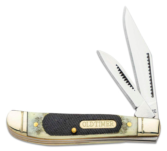 Schrade Old Timer Dog Leg Jack, 2 Blades, Sawcut Handle - 72OT