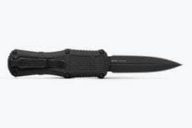 Benchmade 3375GY Mini Claymore OTF AUTO Knife 3.02" CPM-D2 Smoke Gray PVD Double Edge Dagger Blade, Black Grivory Handles