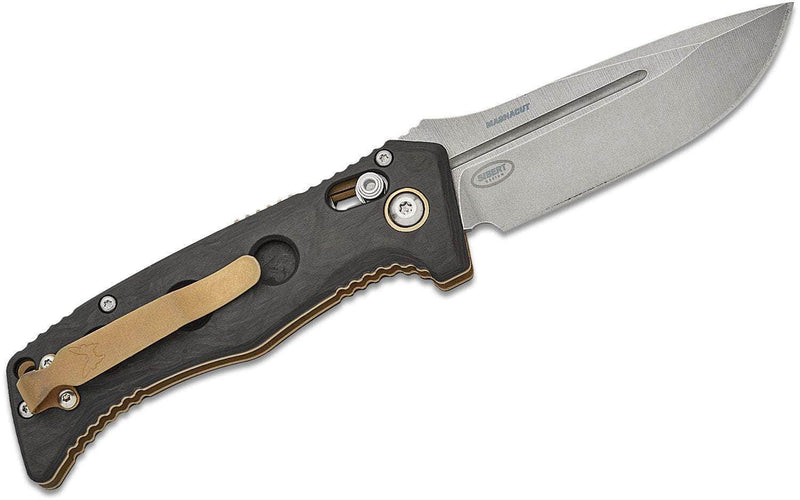 Benchmade 2730-03 Shane Sibert Mini Adamas AUTO Folding Knife 3.25" CPM-MagnaCut Satin Plain Blade, Marbled Carbon Fiber Handles, Reversible Clip BM-2730-03