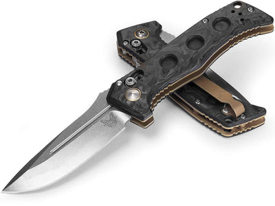 Benchmade 2730-03 Shane Sibert Mini Adamas AUTO Folding Knife 3.25" CPM-MagnaCut Satin Plain Blade, Marbled Carbon Fiber Handles, Reversible Clip BM-2730-03